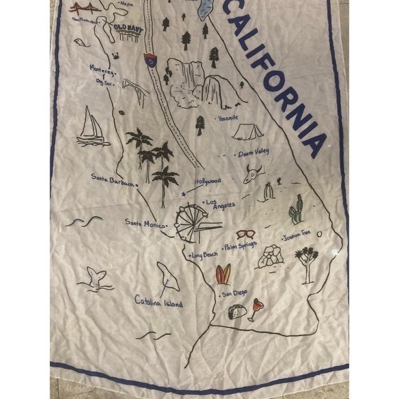 Old Navy California Map Wall Art Hanging Lightweight Decor Blue White State - Picture 7 of 9